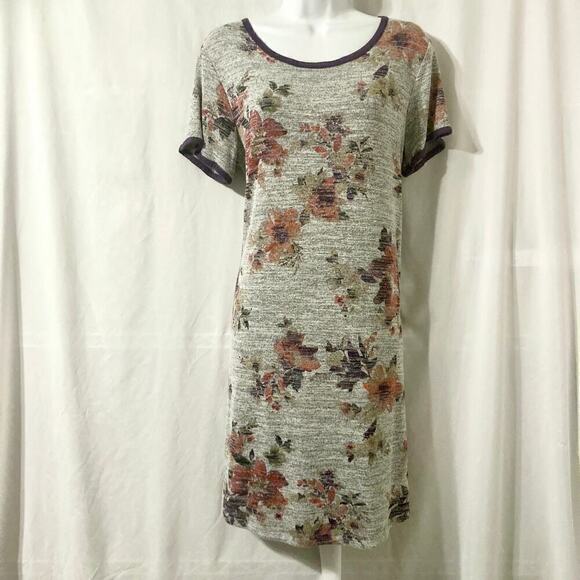 Market & Spruce Women's L Britta Gray Floral T-shirt Dress - Picture 4 of 11